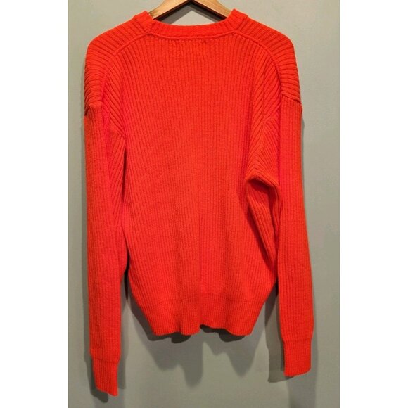 Vtg Duck Bay Hunter Blaze Orange Rib Knit Crewneck Sweater Sz XL - Picture 4 of 6